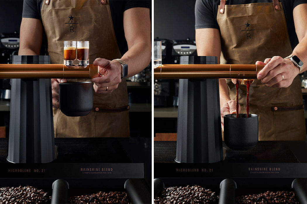 Starbucks redesigns their espresso machines to use gravity for a