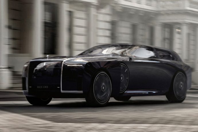 The Rolls-Royce Apparition concept is a sleek, obsidian black, electric-powered beauty on wheels