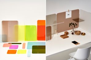 Playplax toys inspired this sneeze-guard design to add color to social distancing!