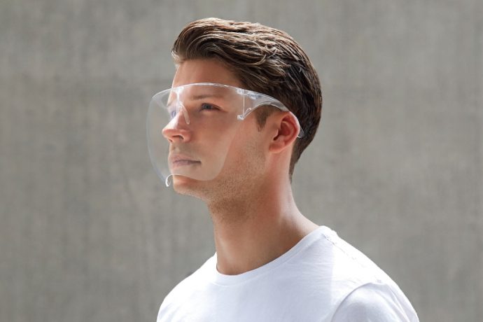 This face shield worn like glasses is designed to keep you fashionably safe