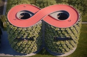 This infinity track topped school is a vertical forest that reduces air pollution!
