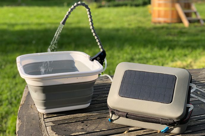 This solar powered water purifier & pump fits in your backpack to create the ultimate camping experience!