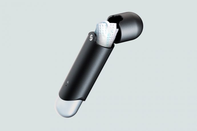 Portable sanitizer bottle comes with a UV chamber to store/disinfect your face mask
