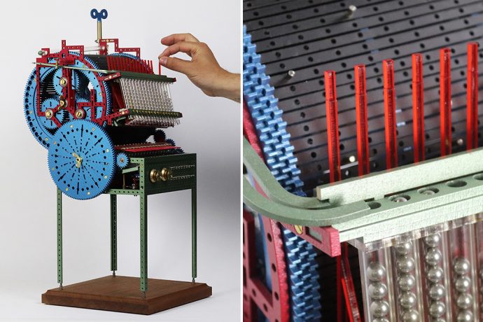 This miniature Wintergatan-inspired mechanical marvel uses marbles to create music!