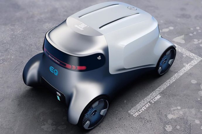 Mercedes Benz-inspired futuristic delivery robot brings essential supplies home