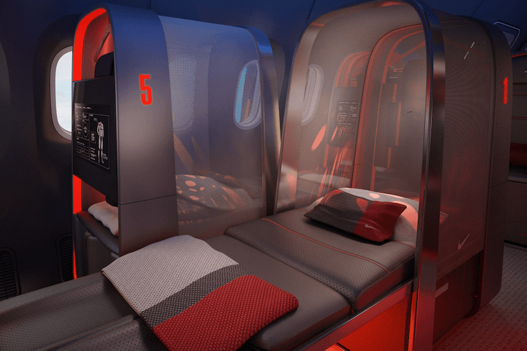 Nike transforms a Boeing 787 interior to keep pro athletes rejuvenated and healthy on the fly!