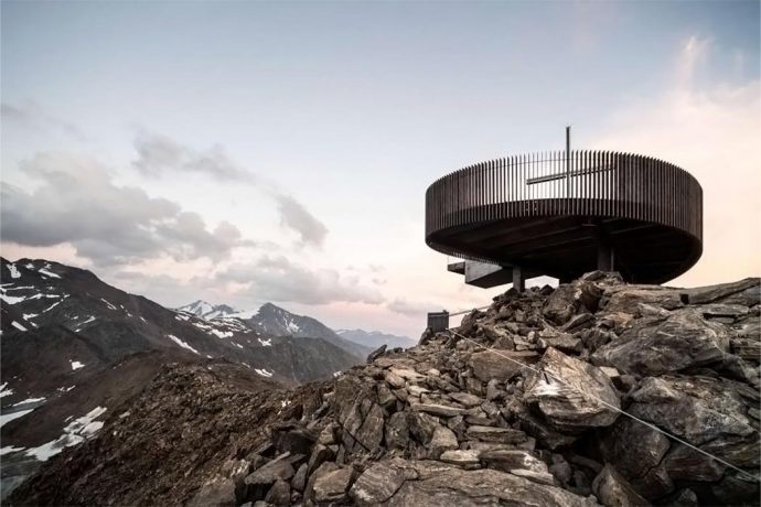 This futuristic observation deck hovers 10,666 feet above the Italian Alps!
