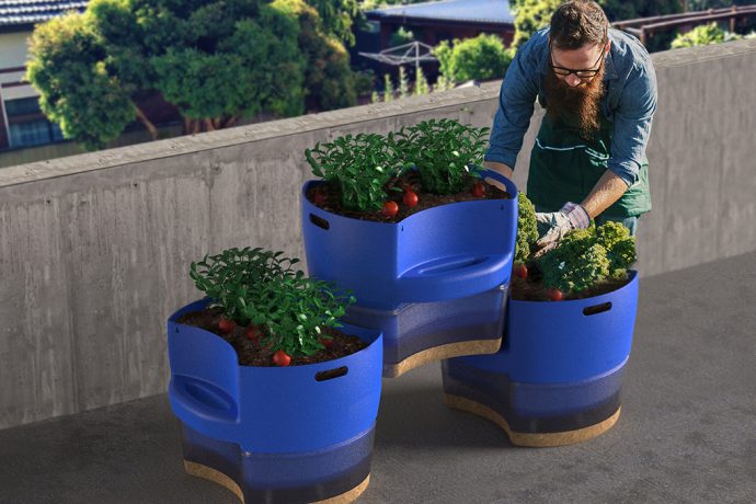 The ocean’s collected waste plastic gets and grows a new life with this urban planter
