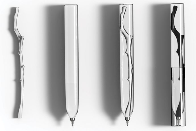 This transparent pen design crystalizes tree branches to make empty pens memorable!