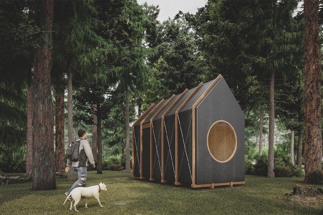 This DIY tiny wooden cabin comes with a Scandinavian aesthetic and a flatpack design!