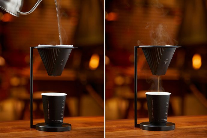 Starbucks redesigns their pour-over stand to amplify coffee lovers experience of brewing their coffee!