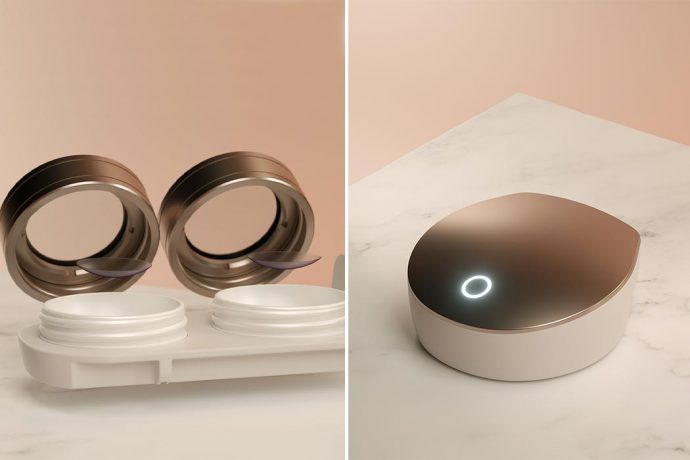 This UVC light-enabled contact lens cleaning system kills 99.999% of bacteria!