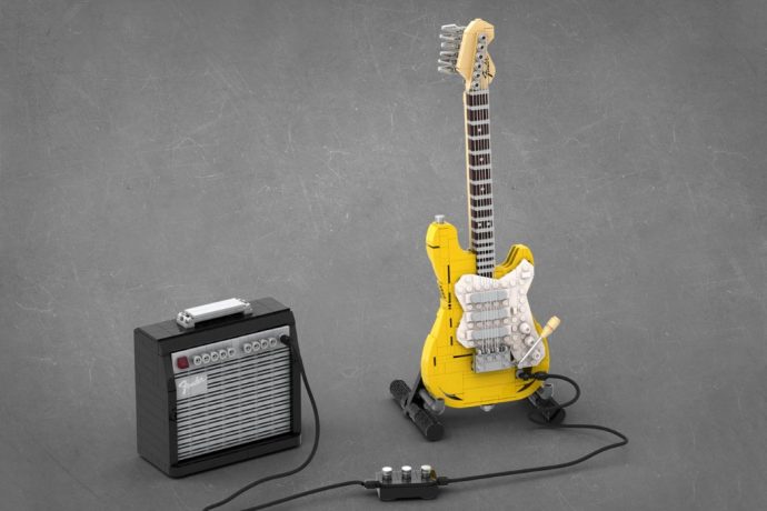 The iconic Fender Stratocaster electric guitar gets immortalized in LEGO, with an amplifier too!