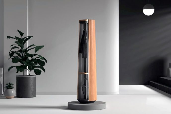 UV-C enabled coat-hanger helps sanitize your coat and belongings as you enter your home