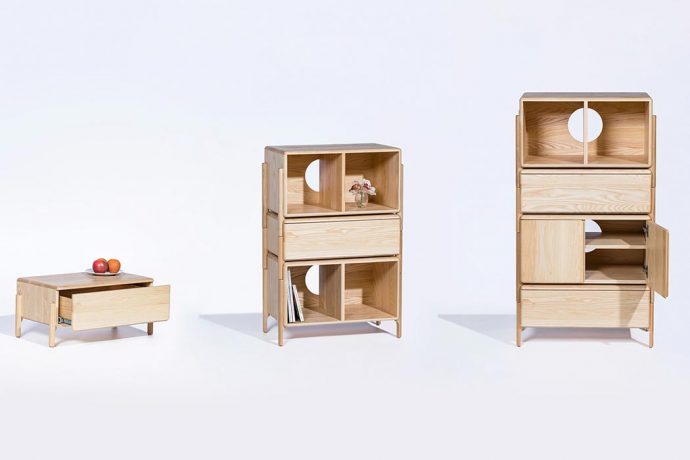 Bobby Berk would approve of this modular, wooden cabinet inspired by the phases of the moon!