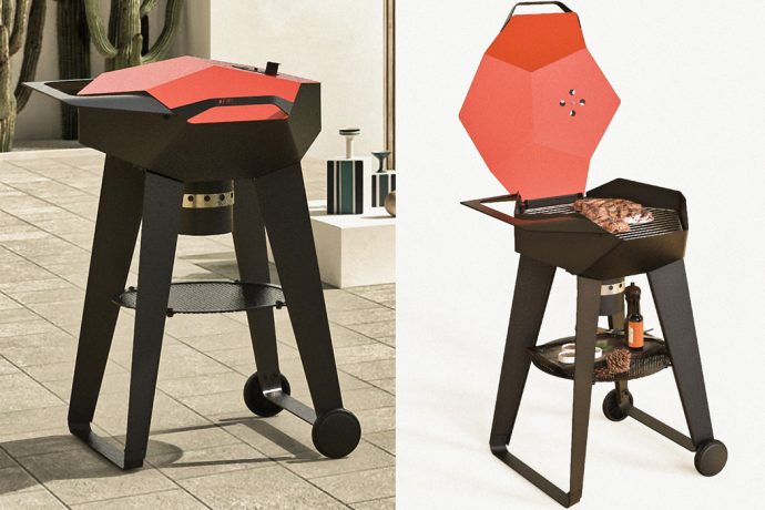 This modern colorful charcoal BBQ grill works for your terrace parties & even outdoor adventures