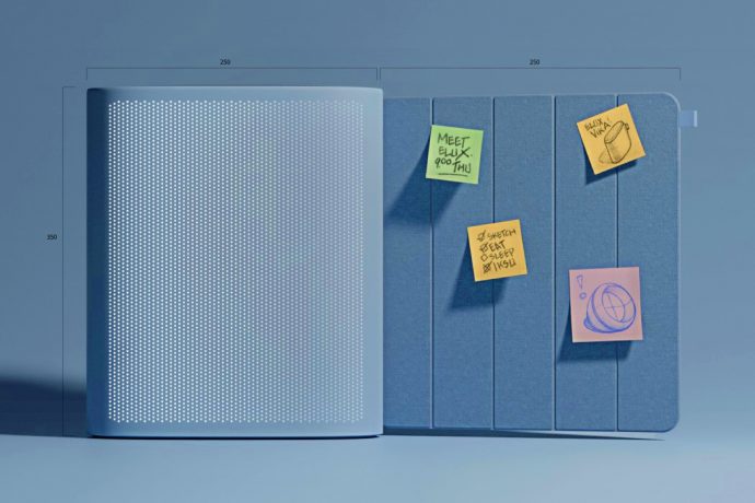 This WFH desktop air-purifier also has a fold-out partition that you can stick Post-its on