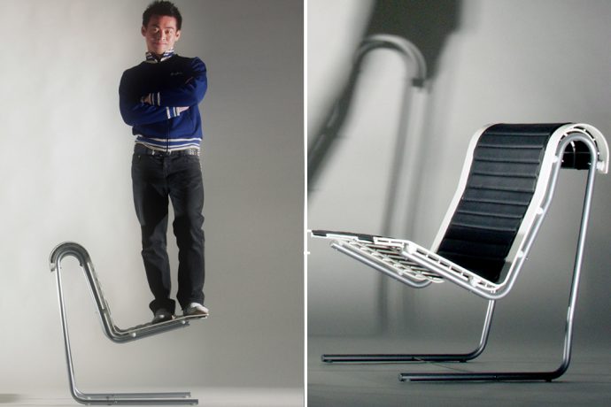 Inspired by the iconic Eames Lounge chair, this cantilevered chair was built to lift you up!