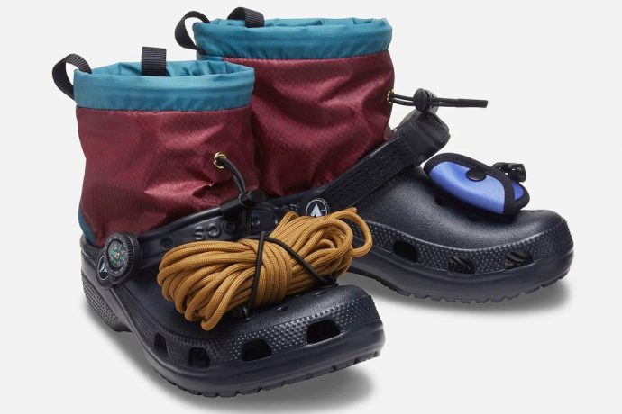 These crocs designed with a paracord, carabiner and compass double as a survival kit