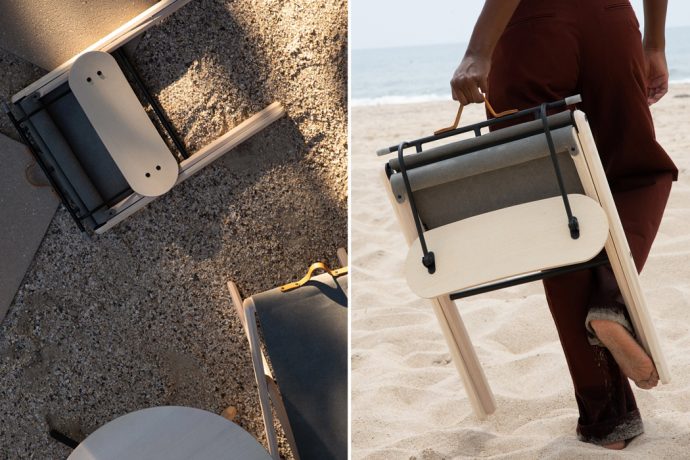 This folding chair perfectly balances its Japanese materiality with Scandinavian aesthetics!