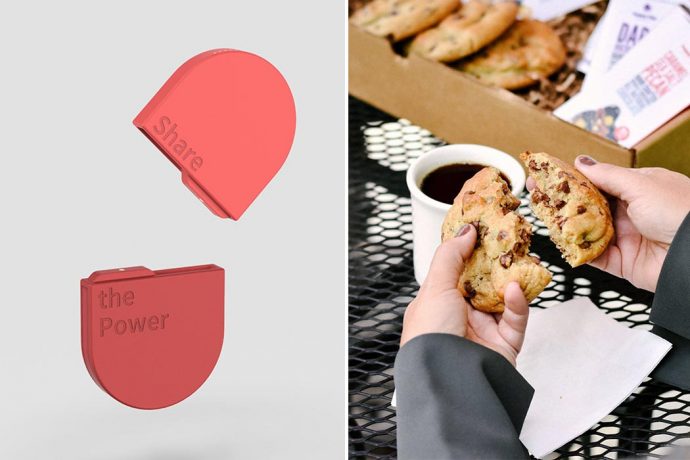 This modular power bank was designed to be like sharing a cookie – you can split into two halves!