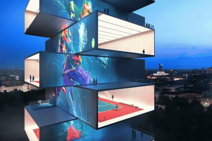 Carlo Ratti’s latest architectural feat is 8 tennis courts stacked in a 300ft tower!