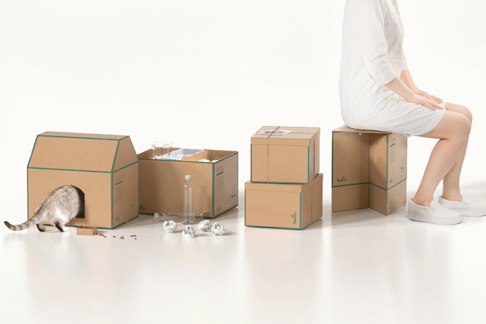 This design studio turns cardboard boxes into stools & animal shelters in a bid to reduce waste!