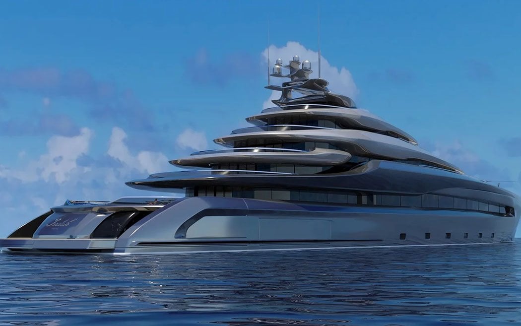 This megayacht’s transforming design opens up like a bird’s tail for a ...
