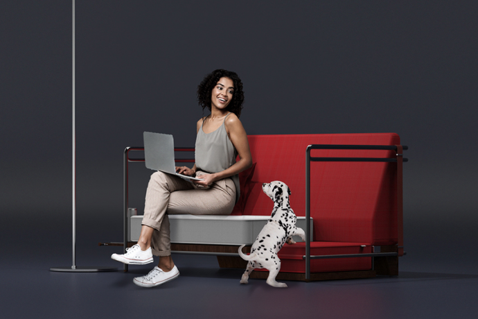 This pet-friendly sofa’s two-tiered design means everyone has a place to rest!