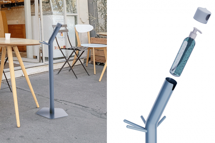 This sanitizing coat rack is a pandemic-era design that will be a part of the restaurant’s new normal