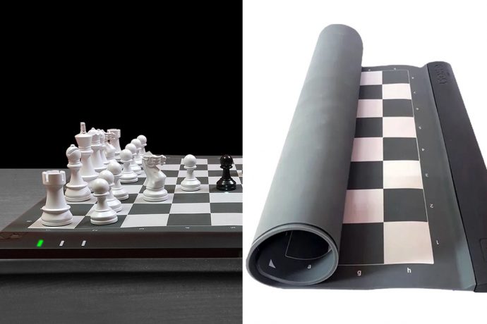 The world’s smartest AI powered chess board makes remote play easy with it’s new rollable design