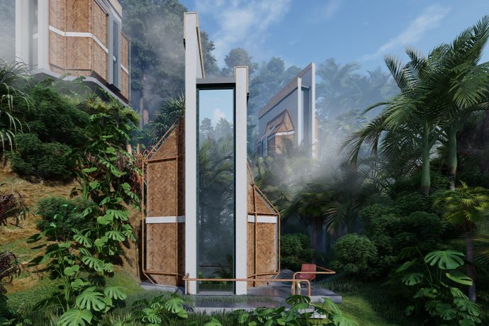 These Balinese cabins use natural materials and minimal design to immerse guests in the environment!