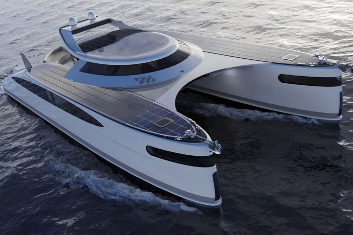 This crab-inspired catamaran is a luxurious solar powered beast that runs on water as well as land!