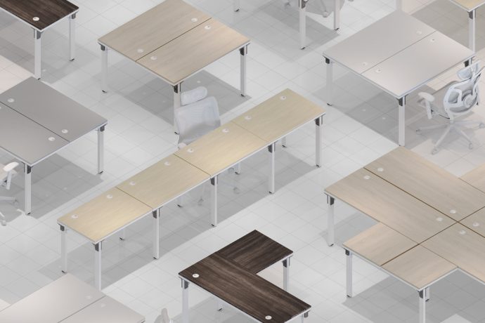 This modular desk system for offices creates plenty of different configurations by working just like scrabble!