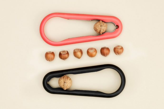 This clever nutcracker design was inspired by the shape of a carabiner clip!