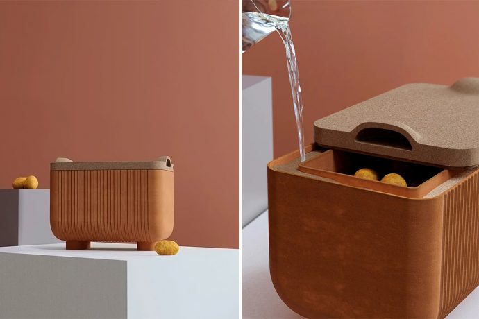 This terracotta container provides a natural & energy-efficient way to store produce!