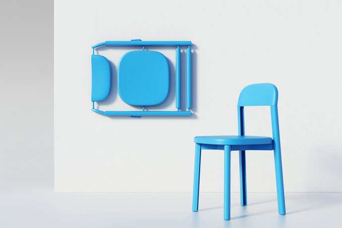5 years in the making, this chair is produced in a single mold, reduces waste & saves space!