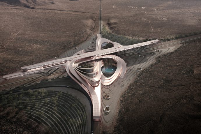 This futuristic transit hub is also an educational sanctuary in the Mojave Desert!