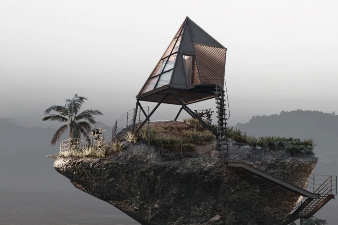 This isolated cabin-on-a-rock makes for the perfect getaway from civilization