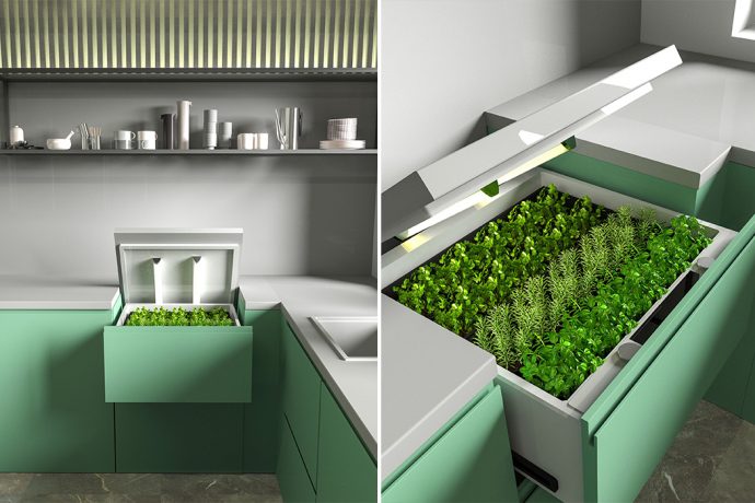 This herb garden was designed with smart monitoring tech & fits inside your kitchen cabinet to save space!