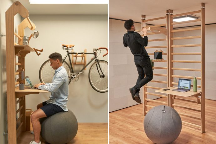 A space-saving work and workout setup designed to keep your mind & body healthy!