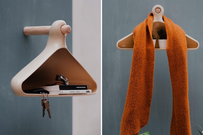 This coatrack turned shelf brings a modern, quirky spin to your entryway storage!