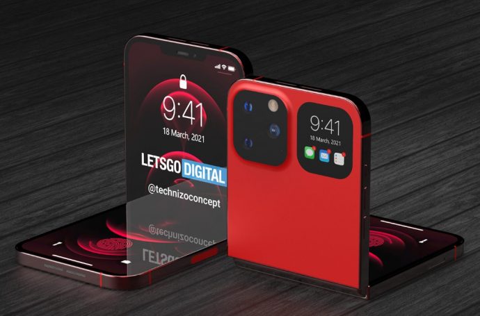 This folding iPhone explores a clamshell format like the Samsung Galaxy Z Flip and the Moto RAZR