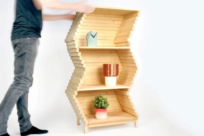 The Wave Bookshelf’s shape-shifting design looks like TikTok’s Time Warp Scan filter brought to life!