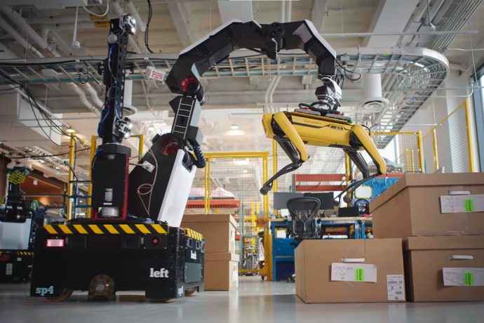 Boston Dynamics’ latest robot moves away from biomimicry to design a practical warehouse solution!