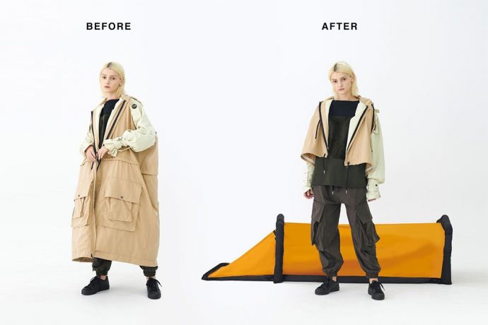 This super-functional outdoor cloak transforms into a shelter to adapt to climate change!
