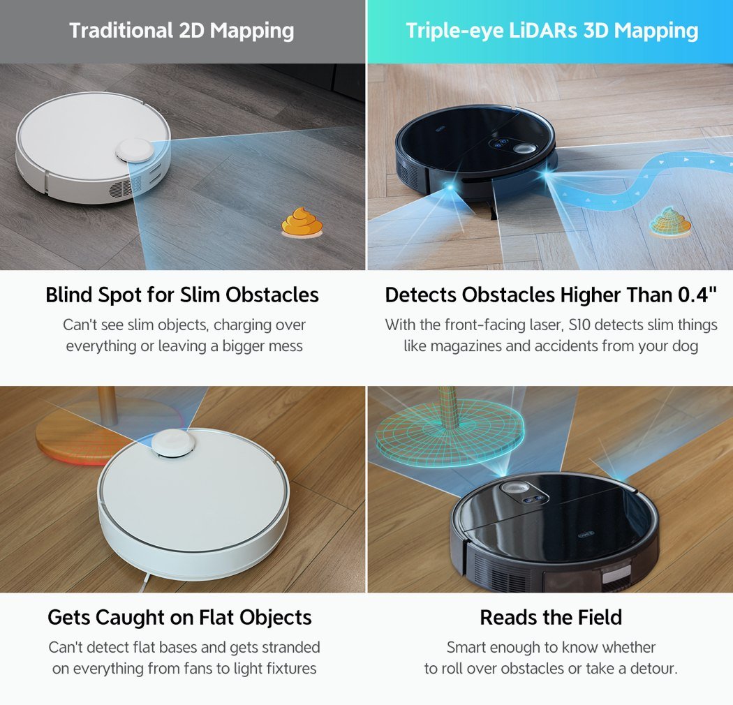 This tripleeye LiDARs robot vacuum cleaner uses advanced AI to