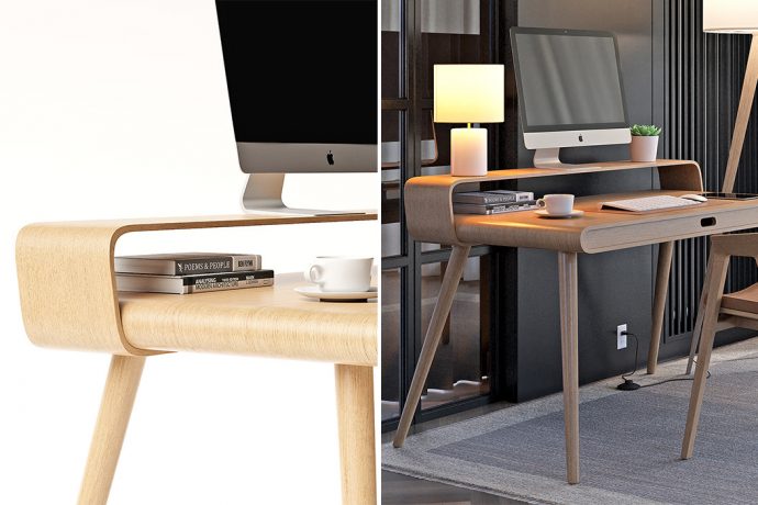 This two-tiered desk uses loops to provide plenty of storage for your 2021 WFH setup