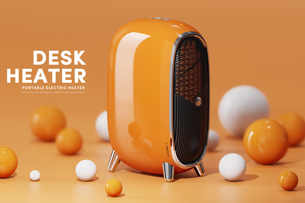 This retro desk heater takes on a cylindrical shape and glossy finish to  fit into and warm up any home office! - Yanko Design