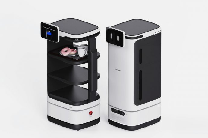 Samsung designed public service bots to provide contact-free delivery with a smile!